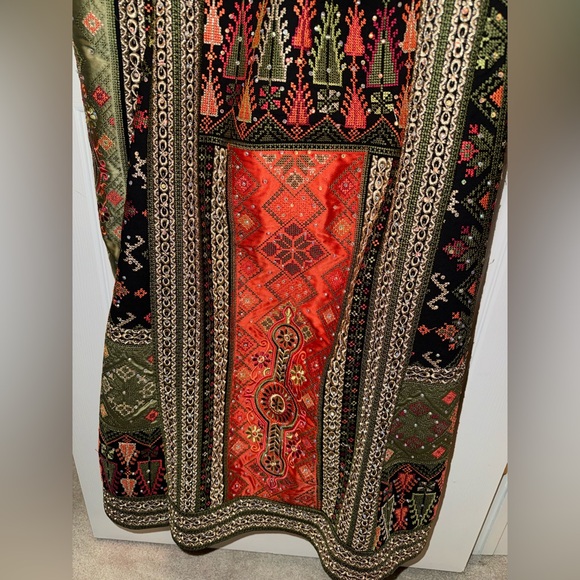 Elegant Multicolor Long Sleeve Dress luxury Palestinian Thobe - Picture 9 of 9